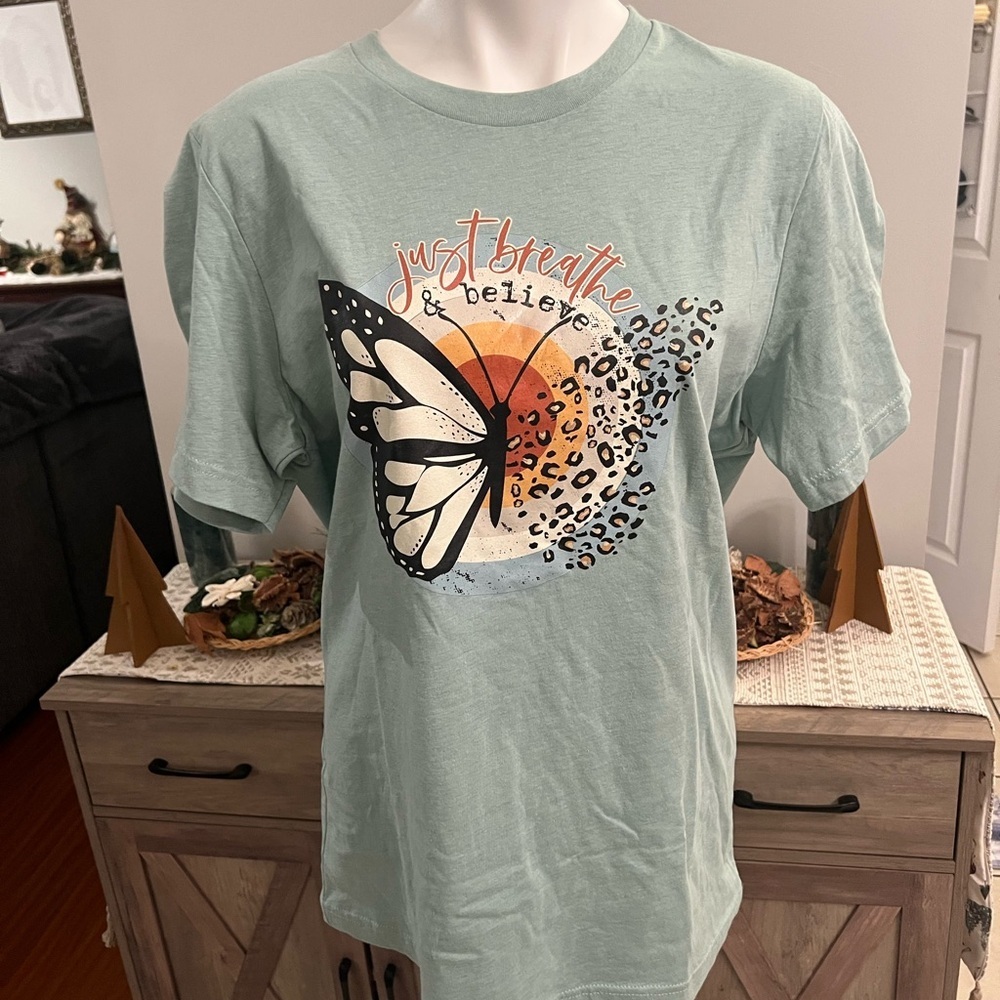 Bella Canvas just breathe and believe butterfly tshirt